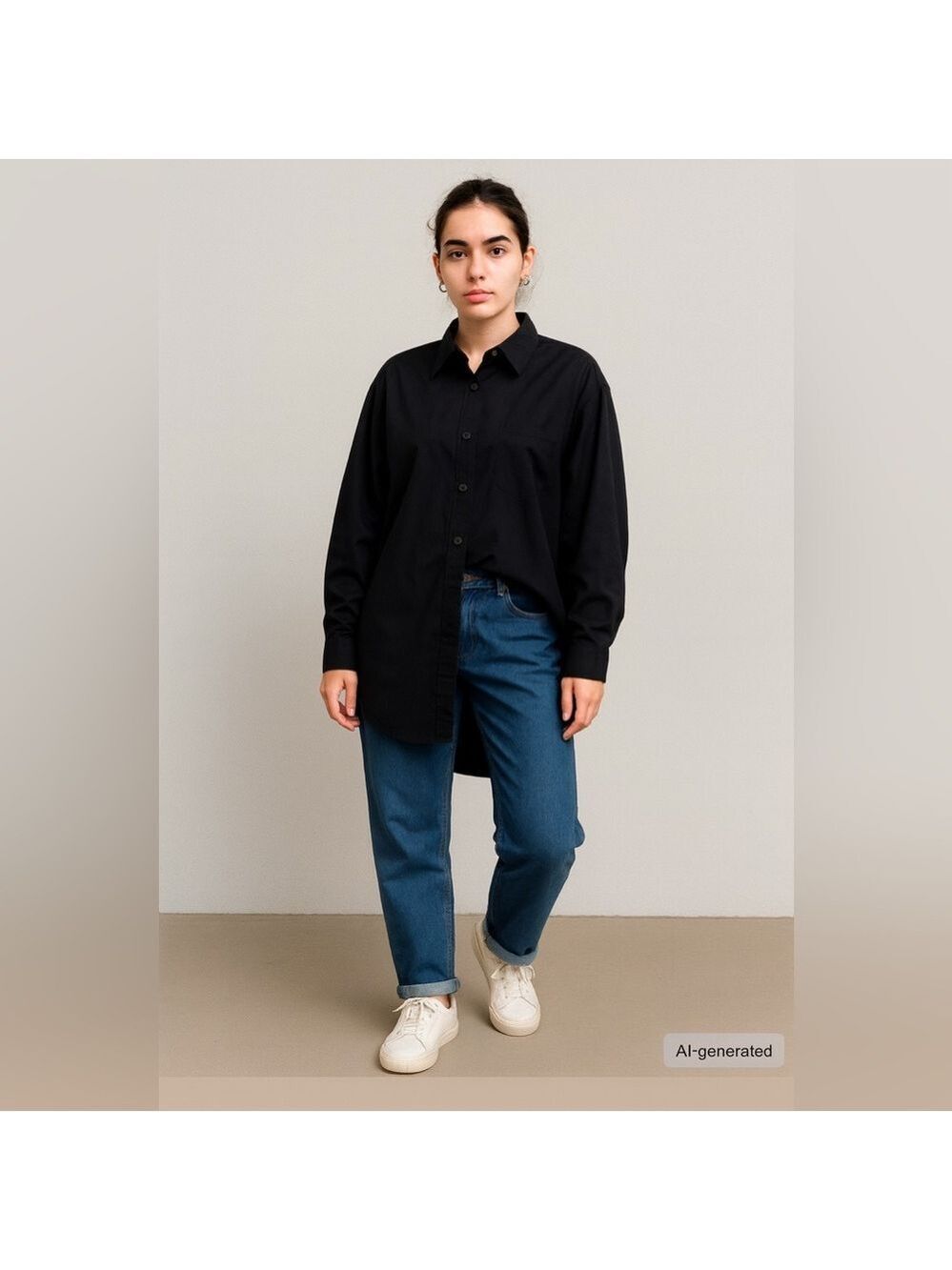 Kaffe Oversized indigo Button Up Shirt Dress Longline Blouse EU 36 US Small